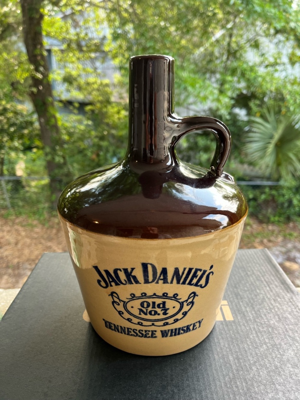 Jack Daniels Old NO. 7 Brown & Cream Ceramic Whiskey Jug Made in USA